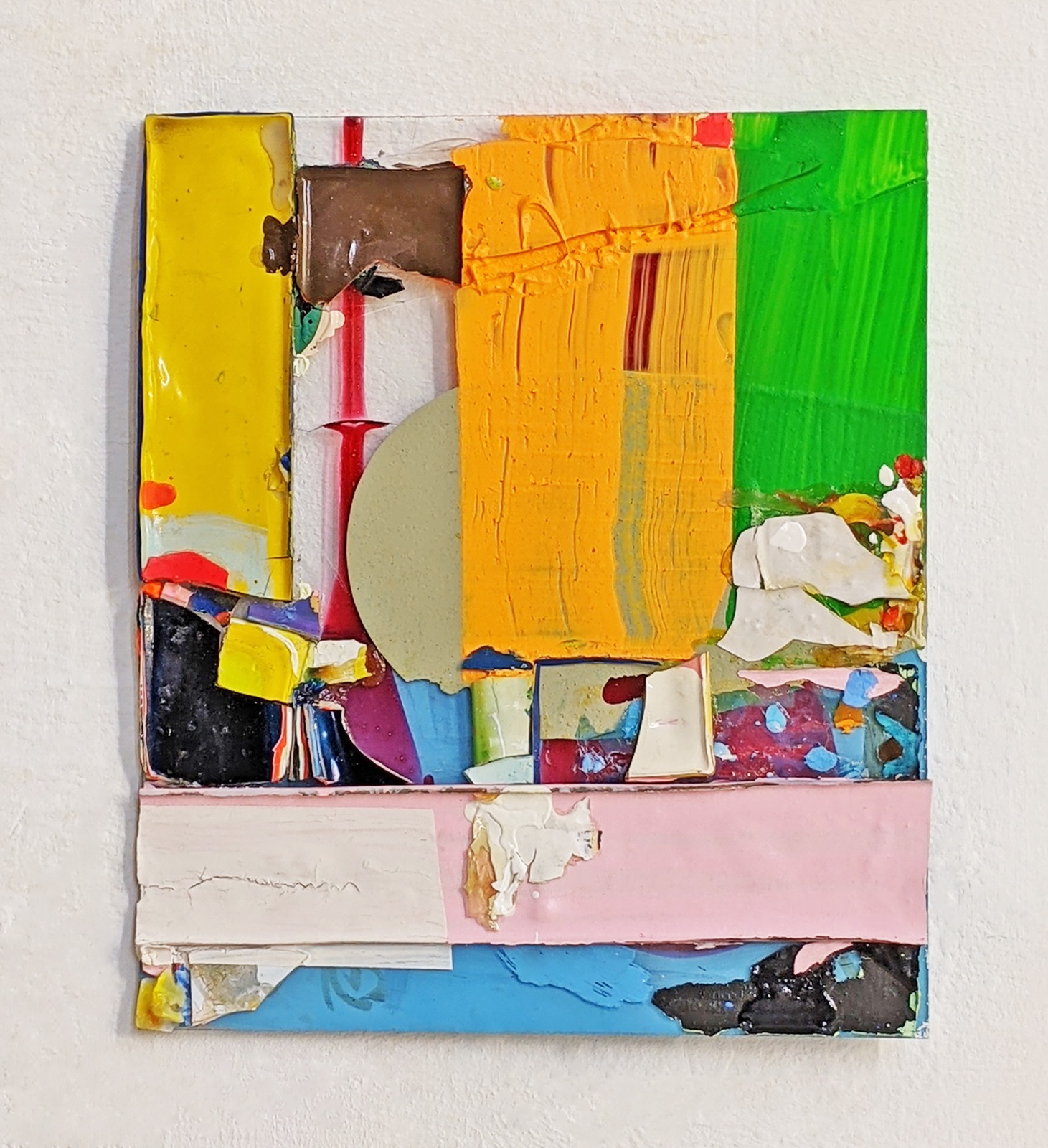 "Scheiblette VIII", 34,5x29,5 cm, Acrylfarbe, Plexi, 2010