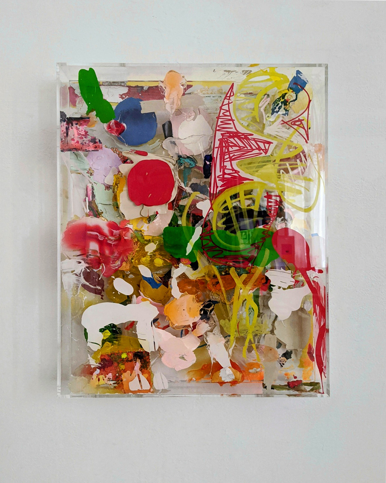 "Farbsalat", 52x42x9 cm, Acryl, Holz, Plexi, 2020