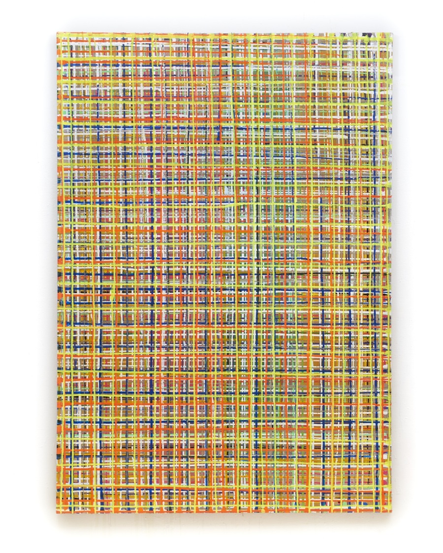 Grid goldrobust, 200 x 140 cm, Acryl auf Jute, 2009