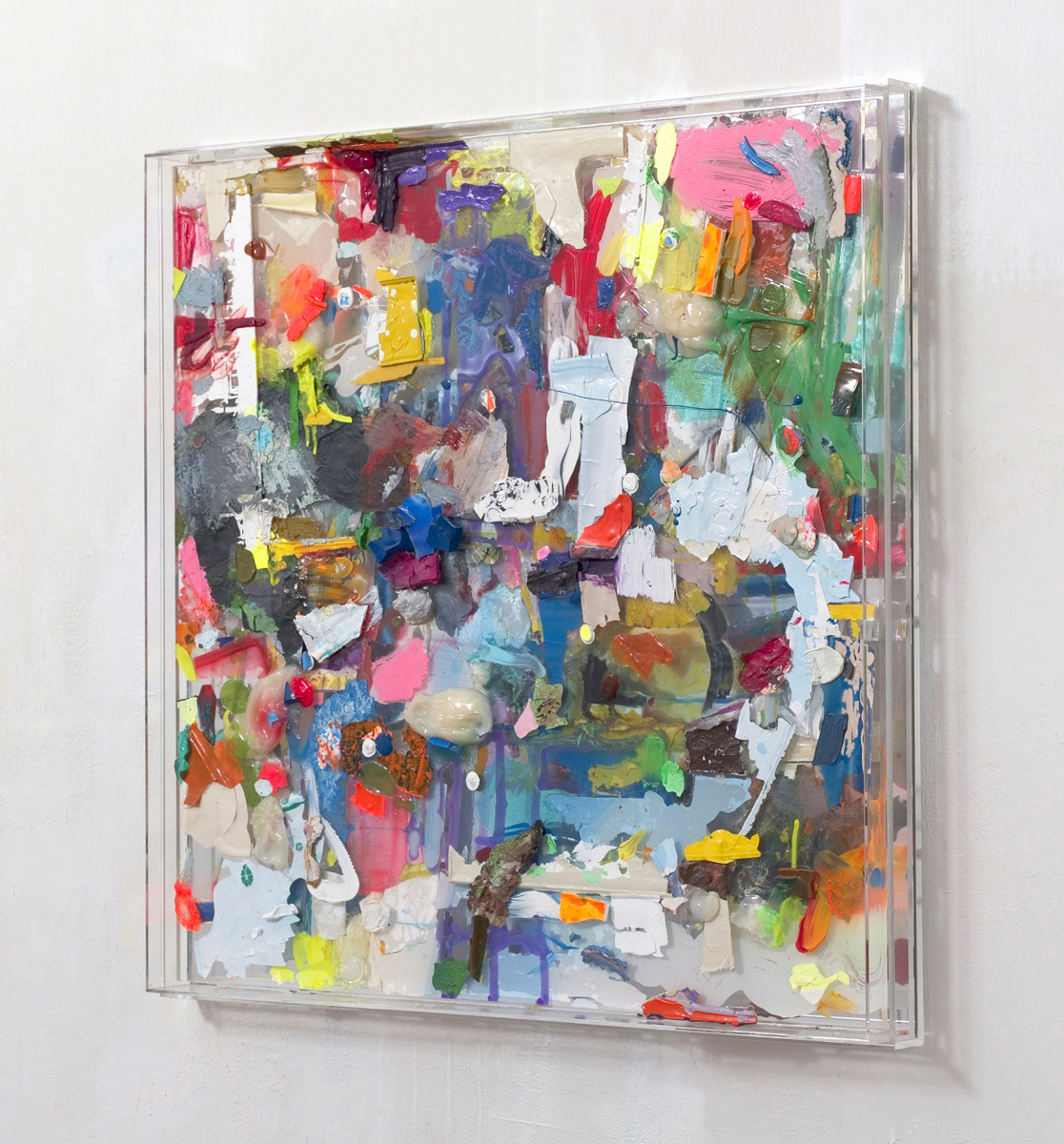 "Farbkasten III", 68x68x8 cm, 2011, Acrylfarbe, Spiegel, Holz, Plexi