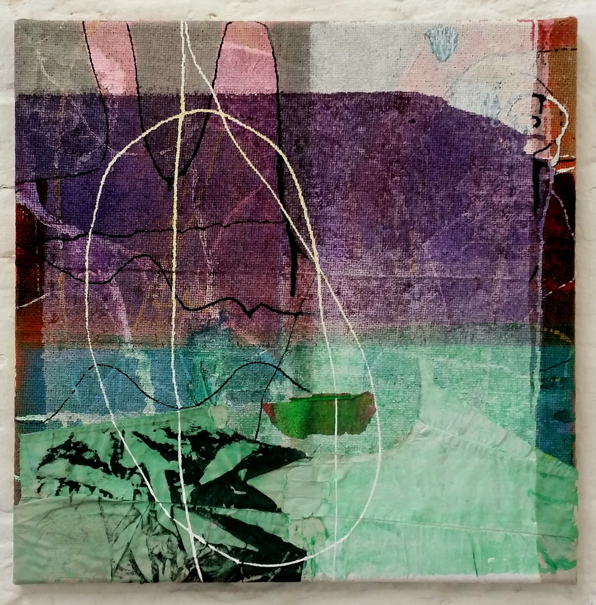 "Aussicht", 50x50 cm, Acrylfarbe, Leinwand, Jute, 2015