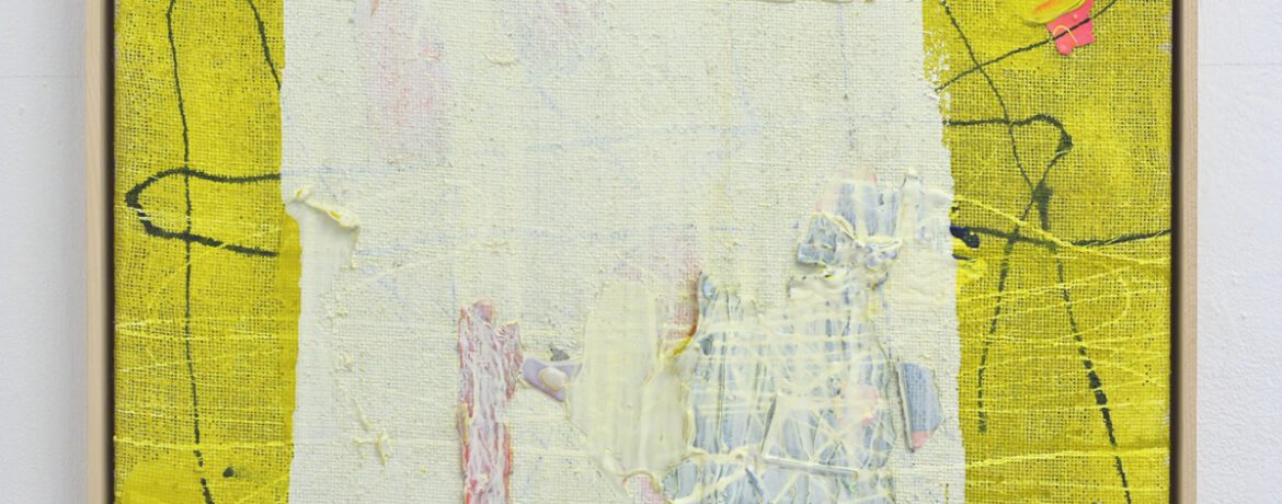 "Trost", 52x62 cm, Acrylfarbe, Jute, Holz gerahmt, 2015