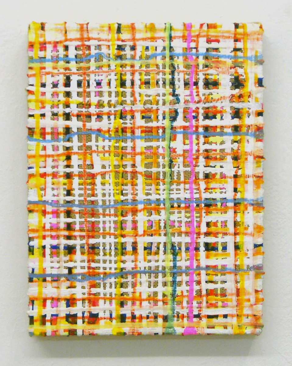 "Grid Straw", 40x30 cm, Acrylfarbe, Jute