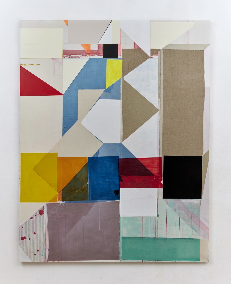 "Next Gagosian", 235x184 cm, Acrylfarbe, Tusche, div.Stoffe, Leinwand, 2018