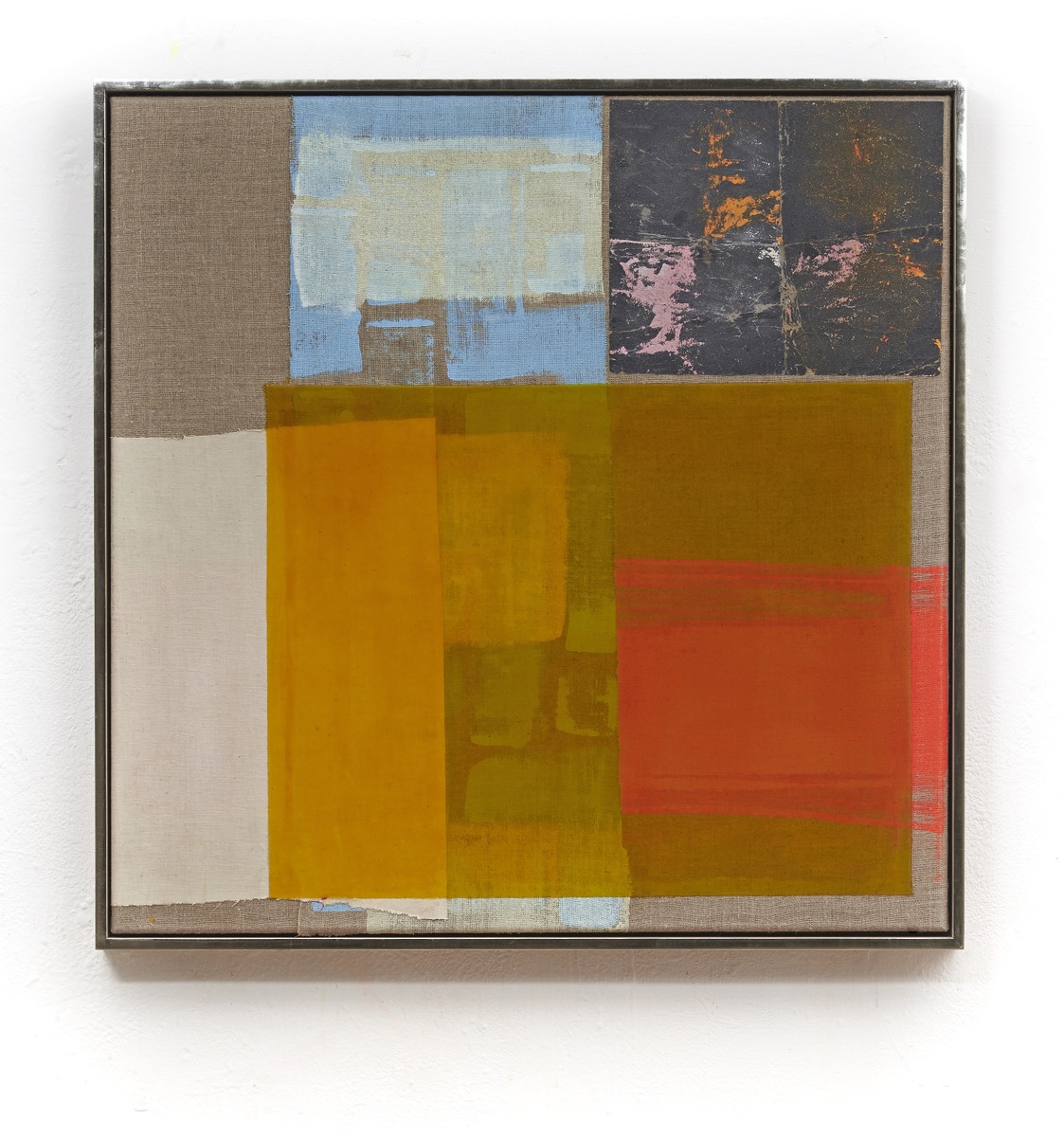 Yellow Window, 73x73x6cm, Acrylfarbe, Sandpapier, Leinwand, Holzrahmung vergoldet, 2017