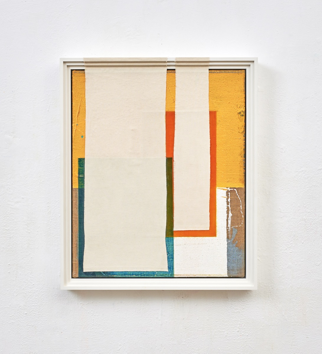 "Nachsicht", 67x57x7 cm, Acrylfarbe, Jute, Leinwand, gerahmt, 2018