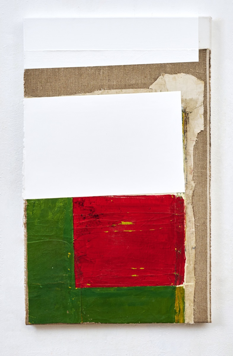 "Atelier", 91x56 cm, Acrylfarbe, div.Stoffe, Leinwand, 2017