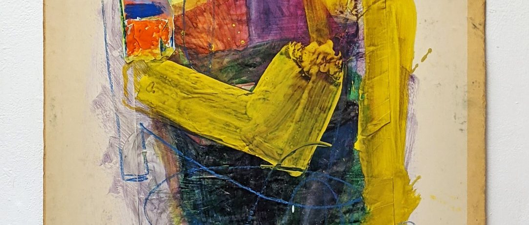 "Geste in Gelb", 100 x 74 cm, Acrylfarbe, Kreide, Pappe, 1985